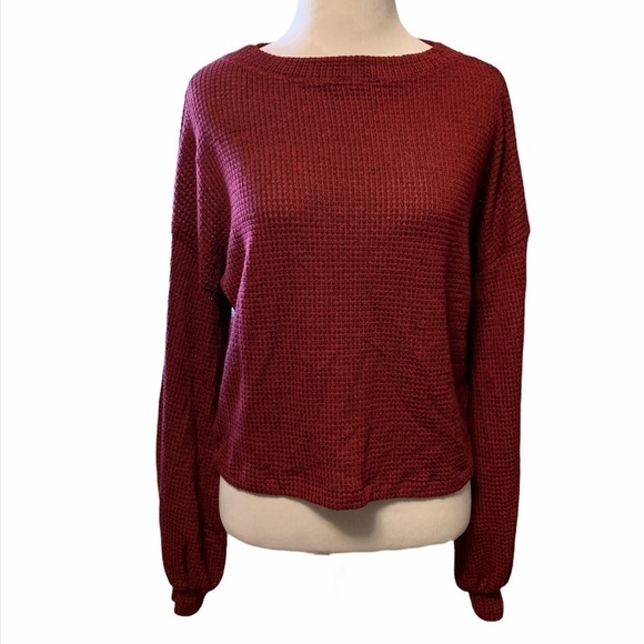 PST Los Angeles burgundy cropped sweater - Picture 1 of 12